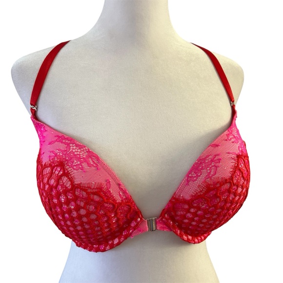Victoria Secret Very Sexy Push Up Bra Pink Racerback Embroidered Lacy Size 32DDD - Picture 1 of 10